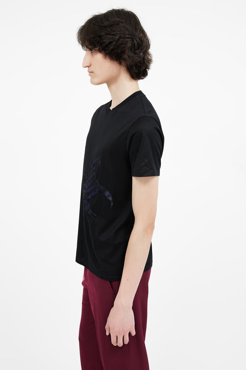 Lanvin Black & Blue Sequin Patch T-Shirt