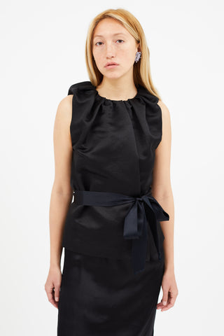 Lanvin Fall 2007 Black Silk Belted Dress