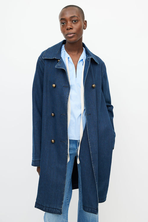 Lanvin x Acne SS 2009 Blue Double Breasted Denim Trench Coat