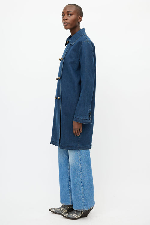 Lanvin x Acne SS 2009 Blue Double Breasted Denim Trench Coat