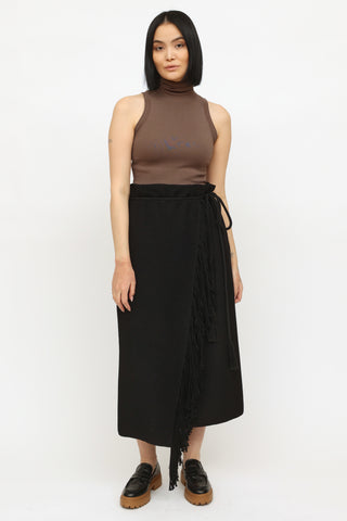 Lanvin 2015 Black Wool Wrap Skirt