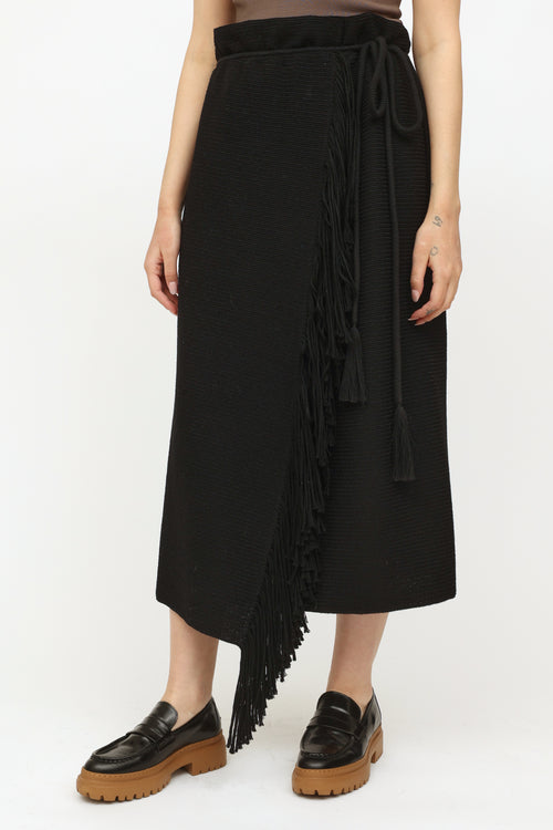 2015 Black Wool Wrap Skirt