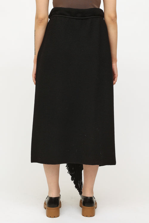  2015 Black Wool Wrap Skirt