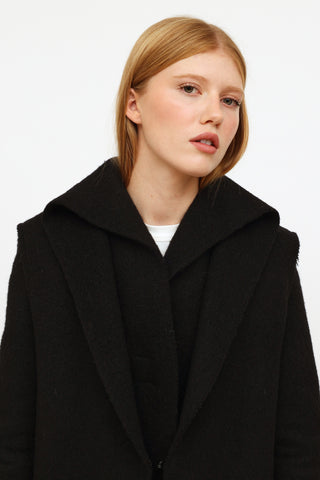 Lanvin 2016 Black Layered Wool Coat