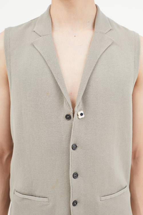 Lardini Grey Knit V-Neck Sleeveless Vest