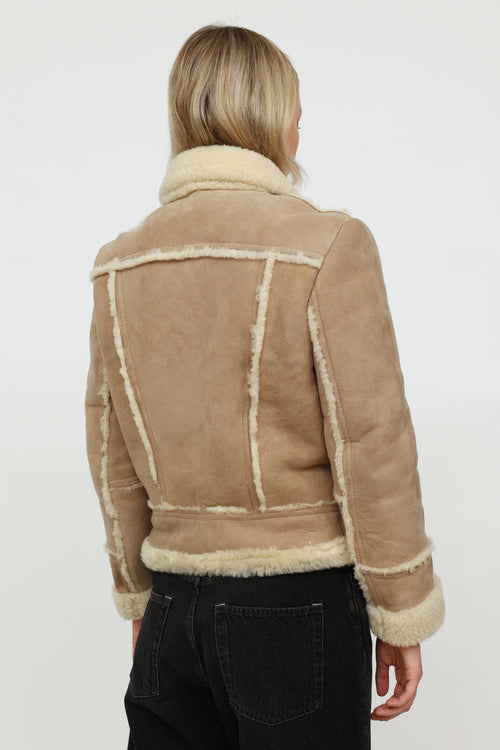 VSP Archive Leather Attic Vintage Beige Shearling Jacket