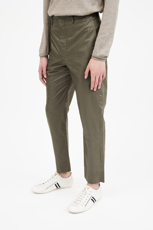 Lemaire Khaki Green Cotton Straight Leg Trouser
