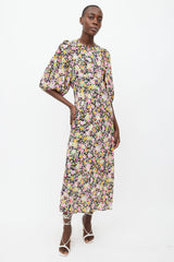 Les Reveries // Black & Multi Floral Silk Dress – VSP Consignment