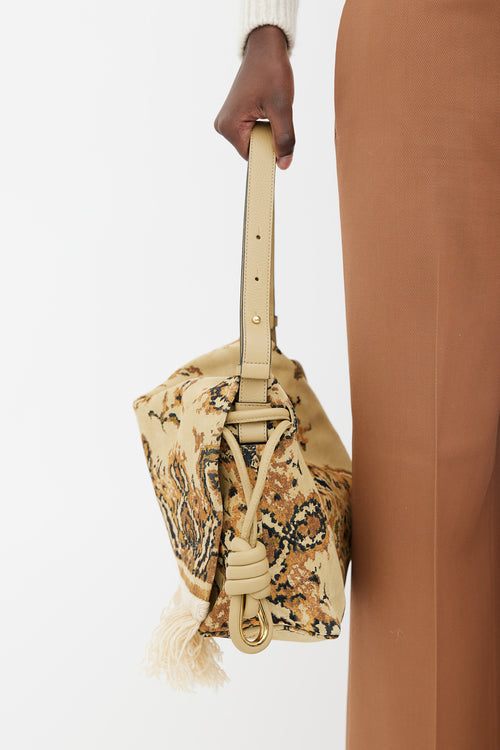 Loewe Beige & Orange Printed 2017 Flamenco Carpet Bag