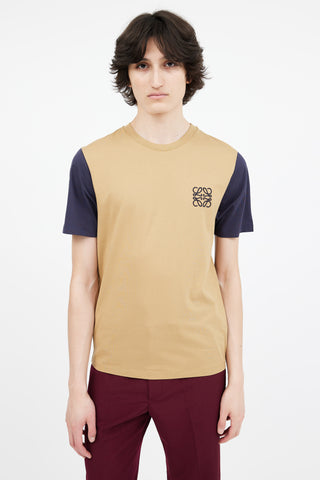 Loewe Brown & Navy Embroidered Logo T-Shirt