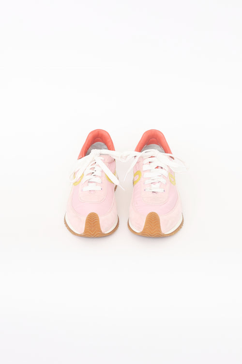 Loewe Pink Nylon & Suede Flow Sneakers