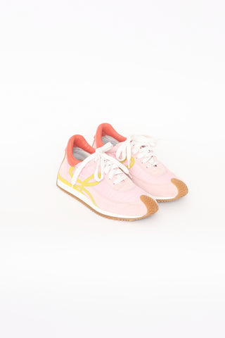 Loewe Pink Nylon & Suede Flow Sneakers