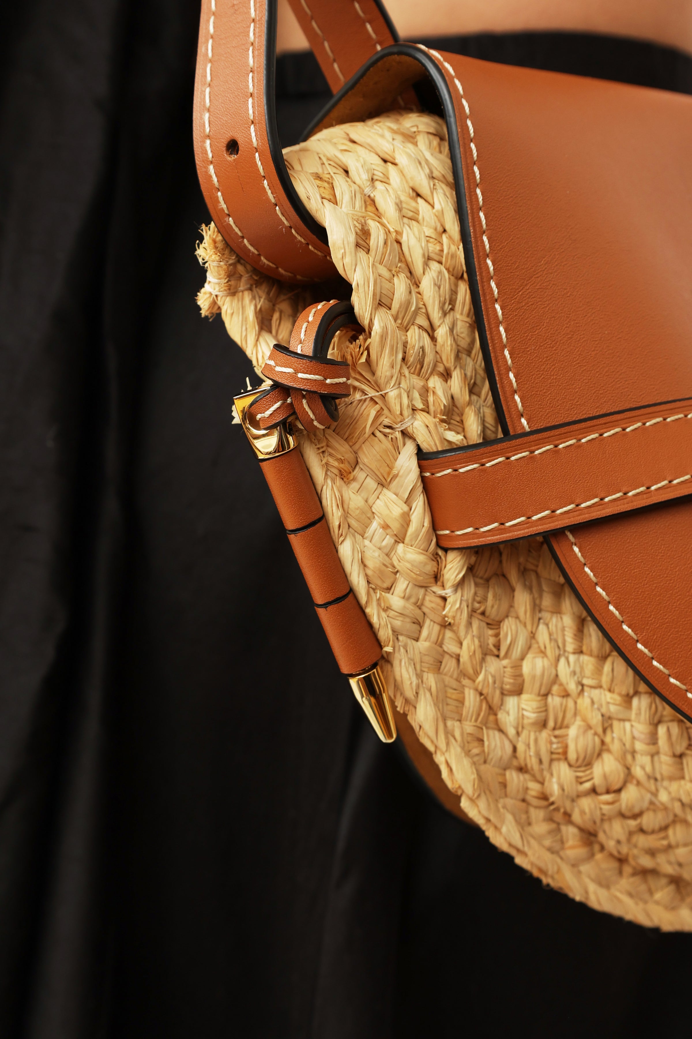Loewe Gate Mini Leather & Raffia Crossbody Bag