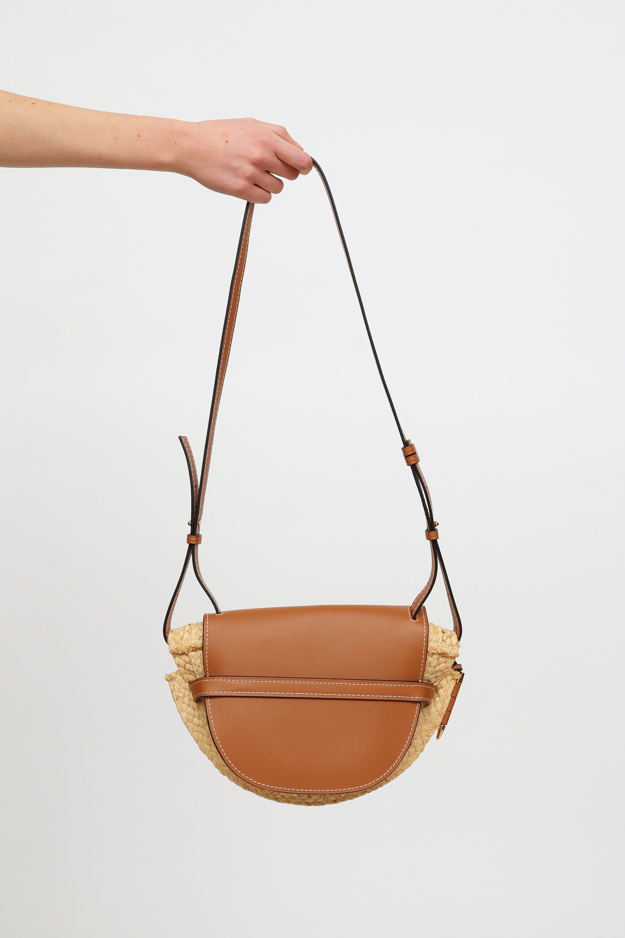 Loewe Gate Small Straw And Leather Shoulder Bag in Brown