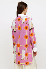 Loewe Pink & Orange Floral Buttoned Shirt Dress