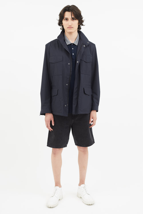 Loro Piana Navy Full Zip Traveller Jacket