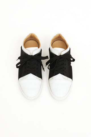 Christian Louboutin White & Black Bandaged Sneaker
