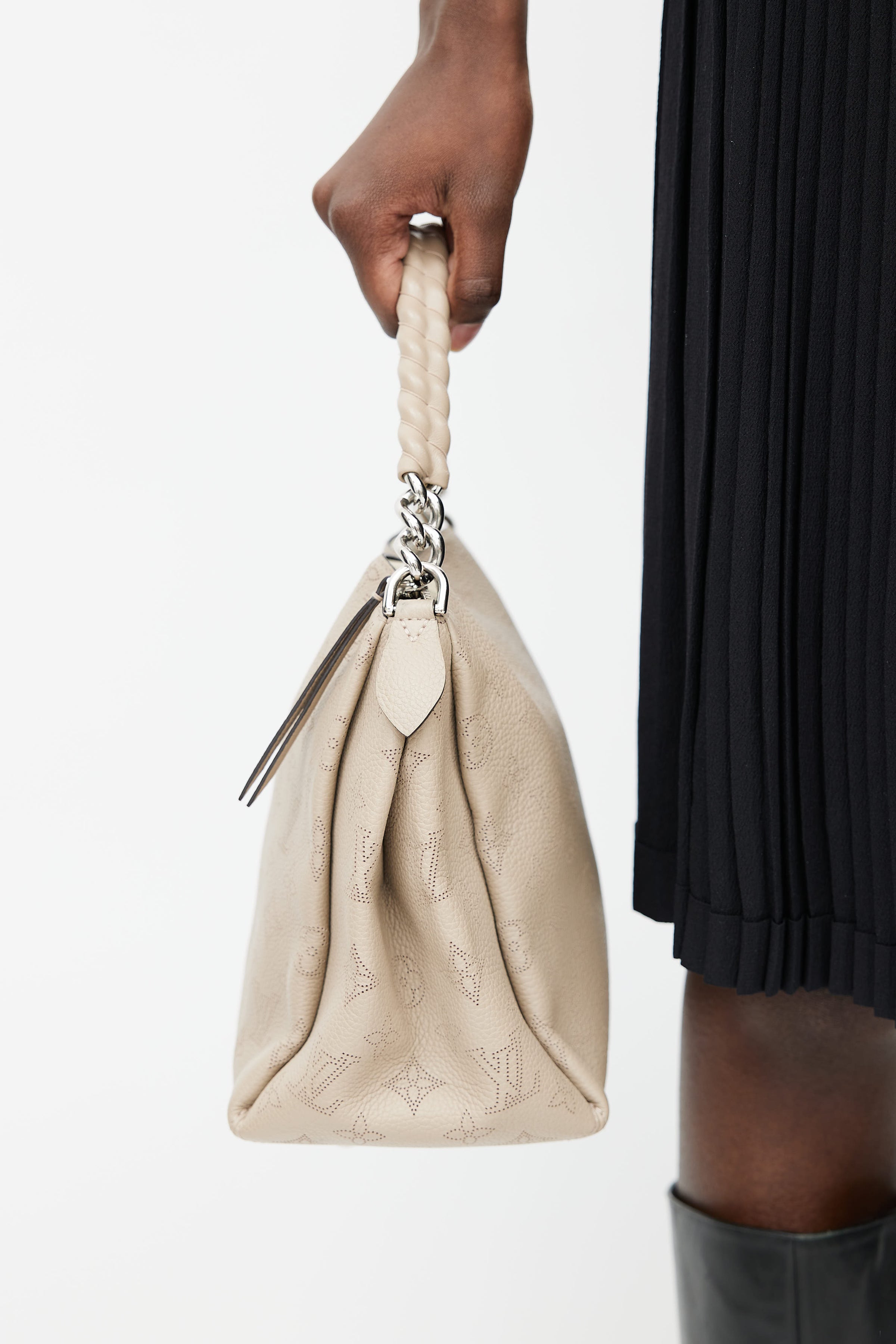 Louis Vuitton Beige Perforated Mahina Leather Babylone mm Galett Handbag
