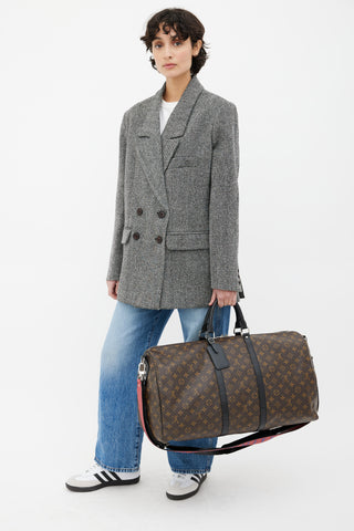 Louis Vuitton Brown & Black Macassar Keepall 55 Bandoulière Bag
