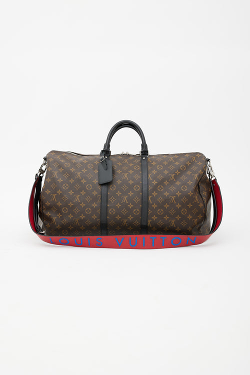 Louis Vuitton Brown & Black Macassar Keepall 55 Bandoulière Bag