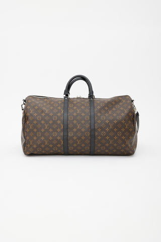 Louis Vuitton Brown & Black Macassar Keepall 55 Bandoulière Bag