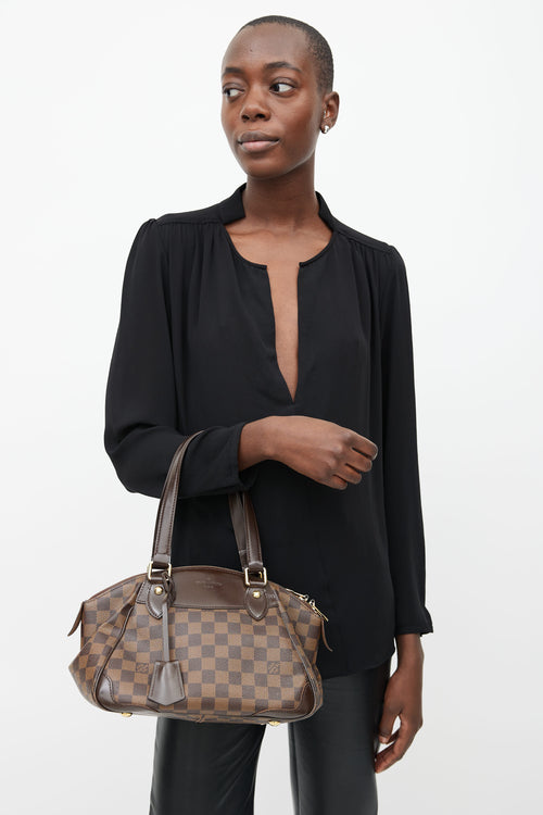 Louis Vuitton Brown Leather & Damier Verona Shoulder Bag