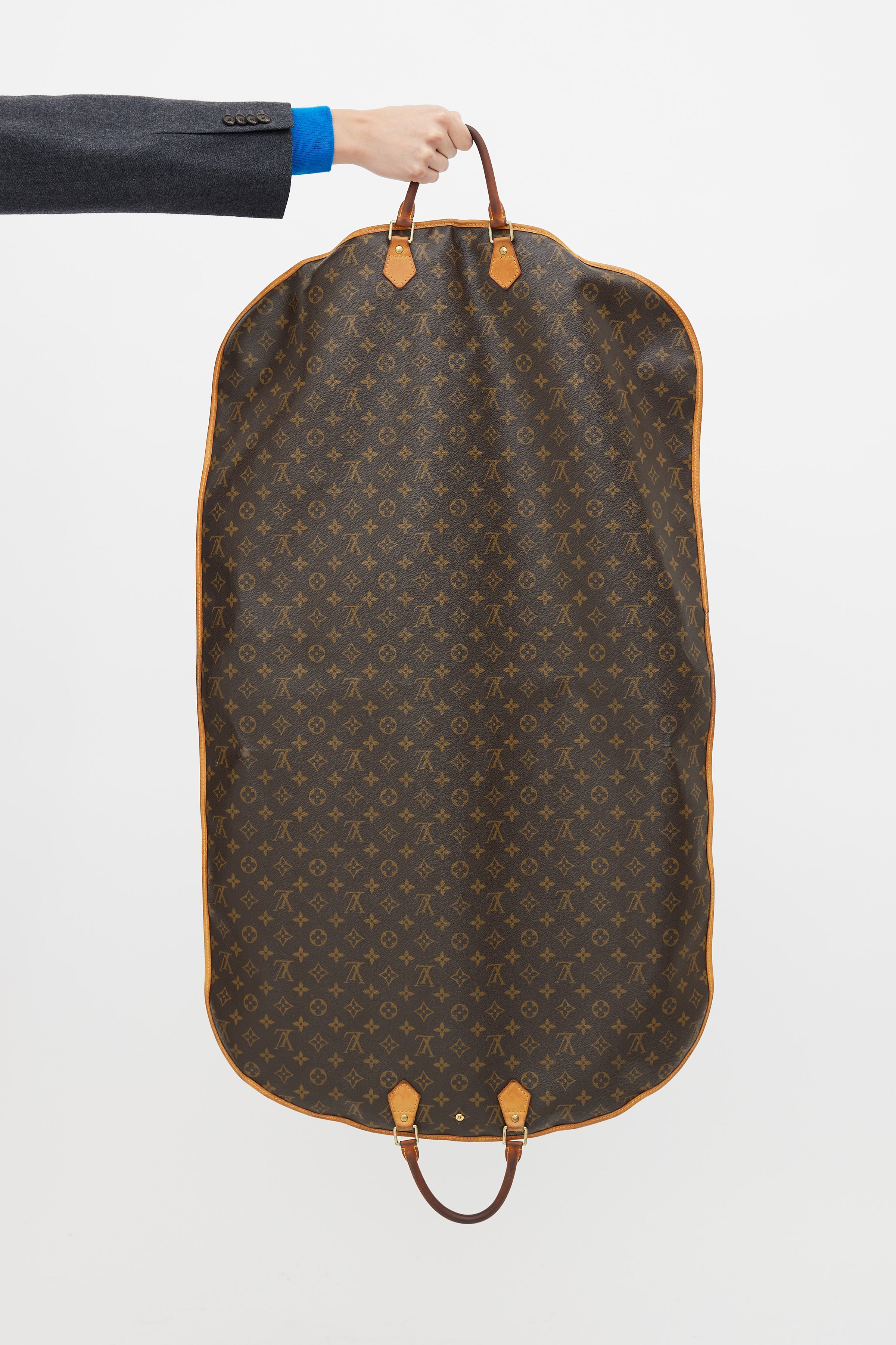 Louis Vuitton Brown Nylon Foldable Garment Bag on Gold LV Hanger