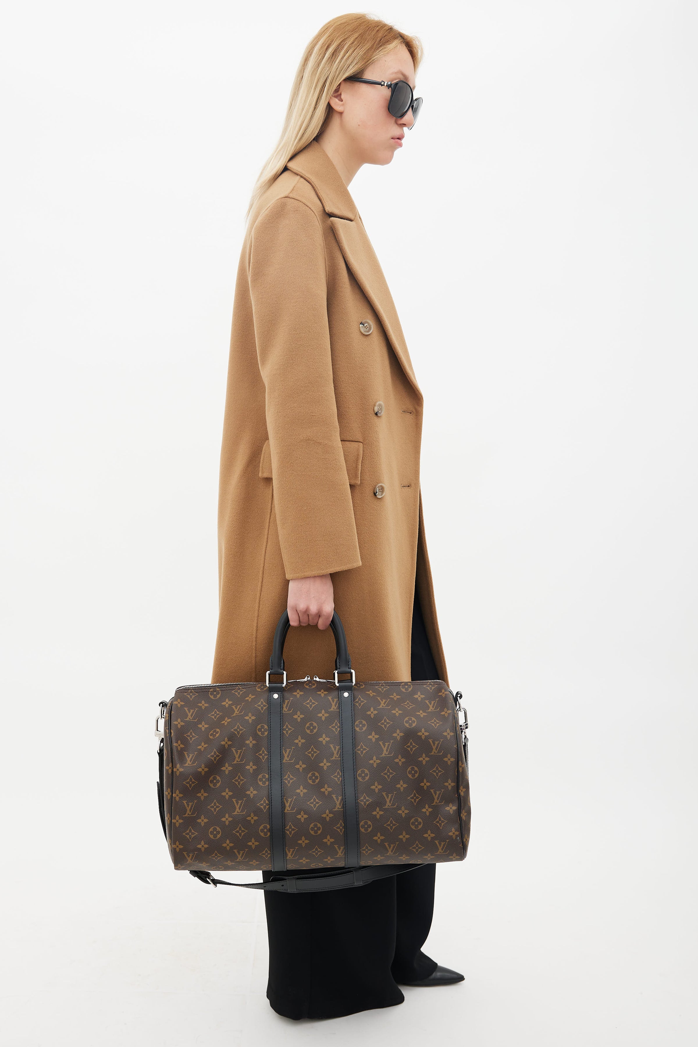 Louis Vuitton // Brown Monogram Macassar Keepall Bandoulière 45