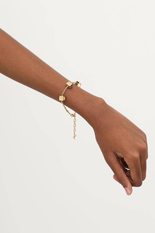 Louis Vuitton Gold Crystal Dice Charm Bracelet
