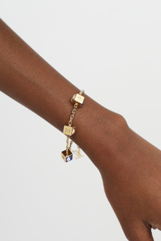 Louis Vuitton Gold Crystal Dice Charm Bracelet