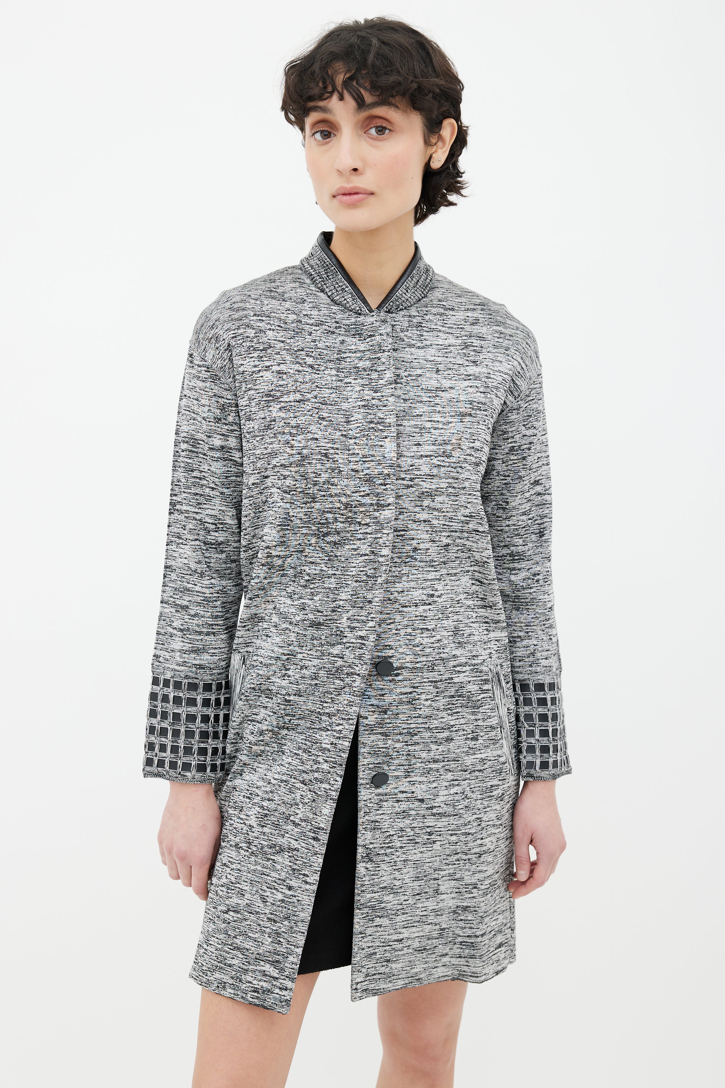 Louis Vuitton // Grey & Black Leather Knit Jacket – VSP Consignment