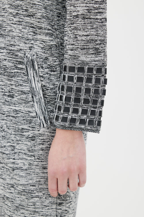 Louis Vuitton Grey & Black Leather Knit Jacket