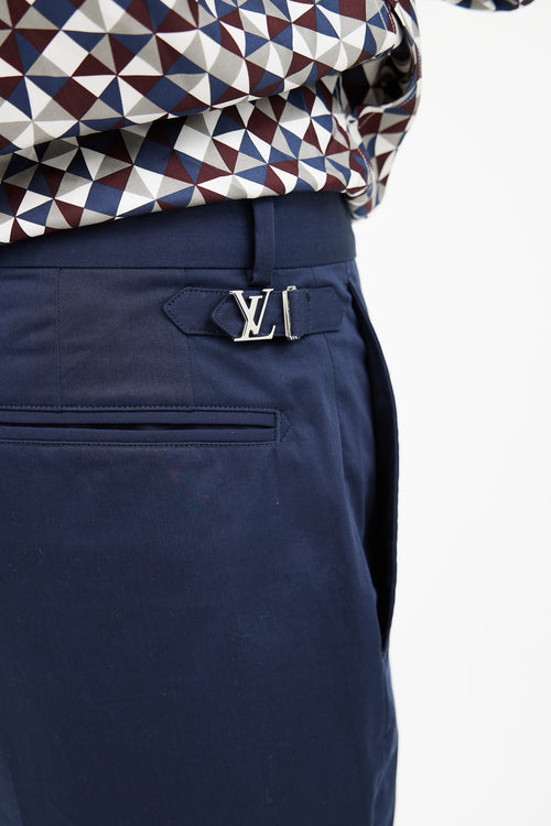 Louis Vuitton Navy & Silver Logo Buckle Short