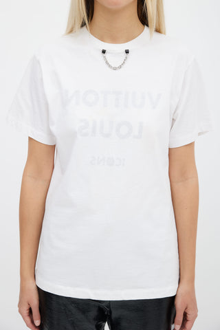 Louis Vuitton White & Black Icons Logo T-Shirt