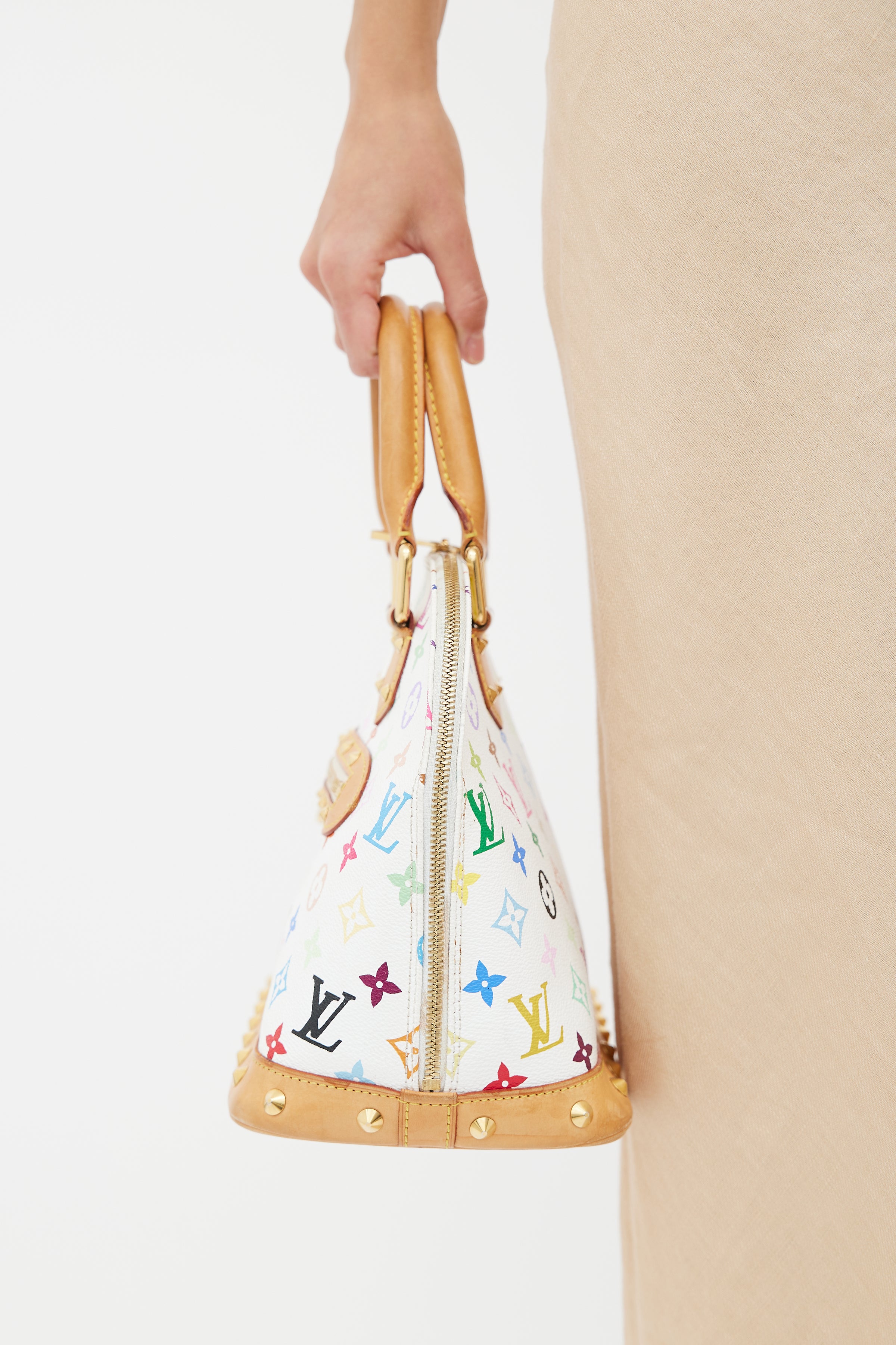 Authentic Louis Vuitton Takashi Murakami Blanc White Multicolor Alma GM Bag