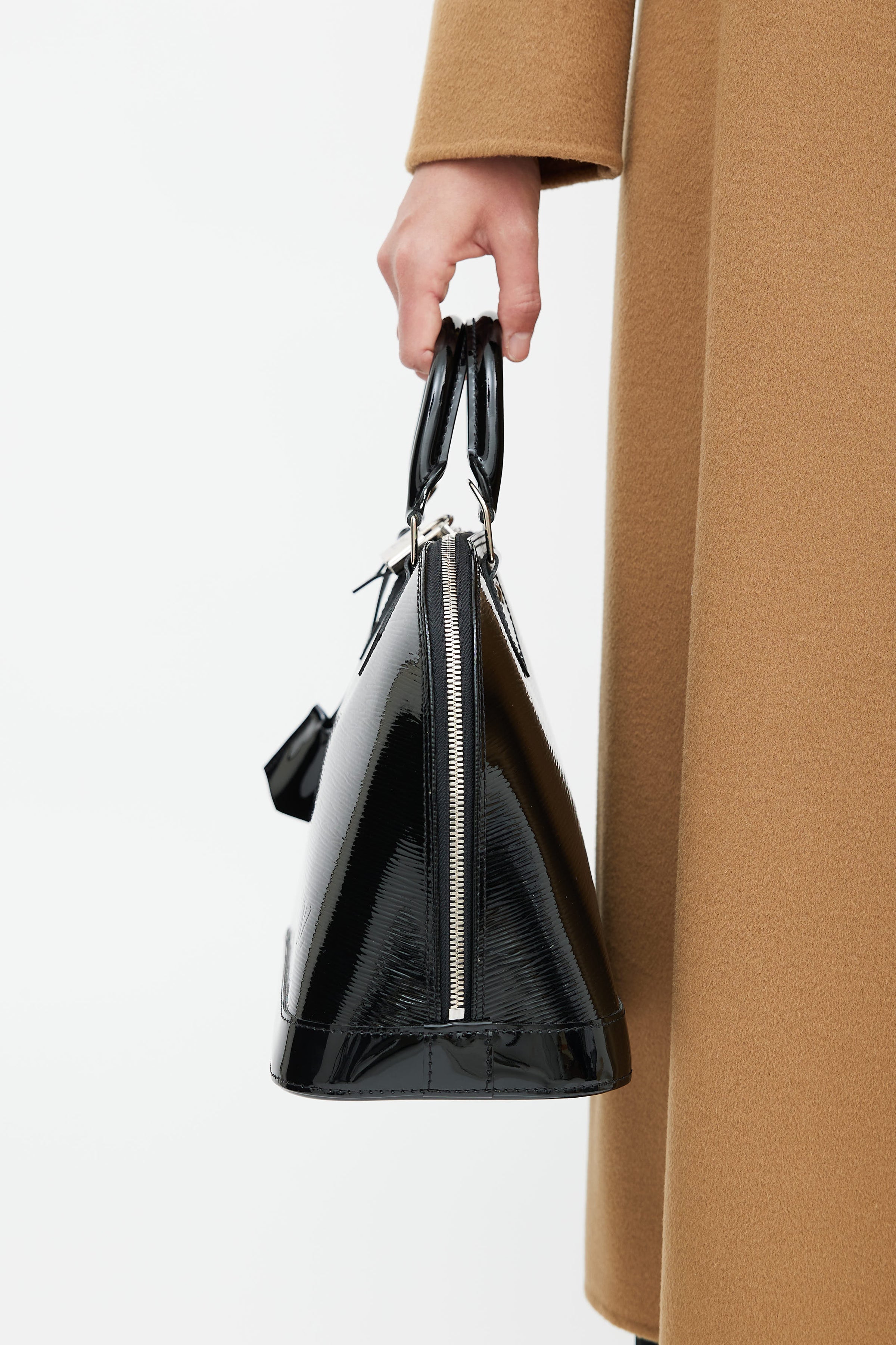Louis Vuitton Alma Pm Patent Leather Handbag in Black