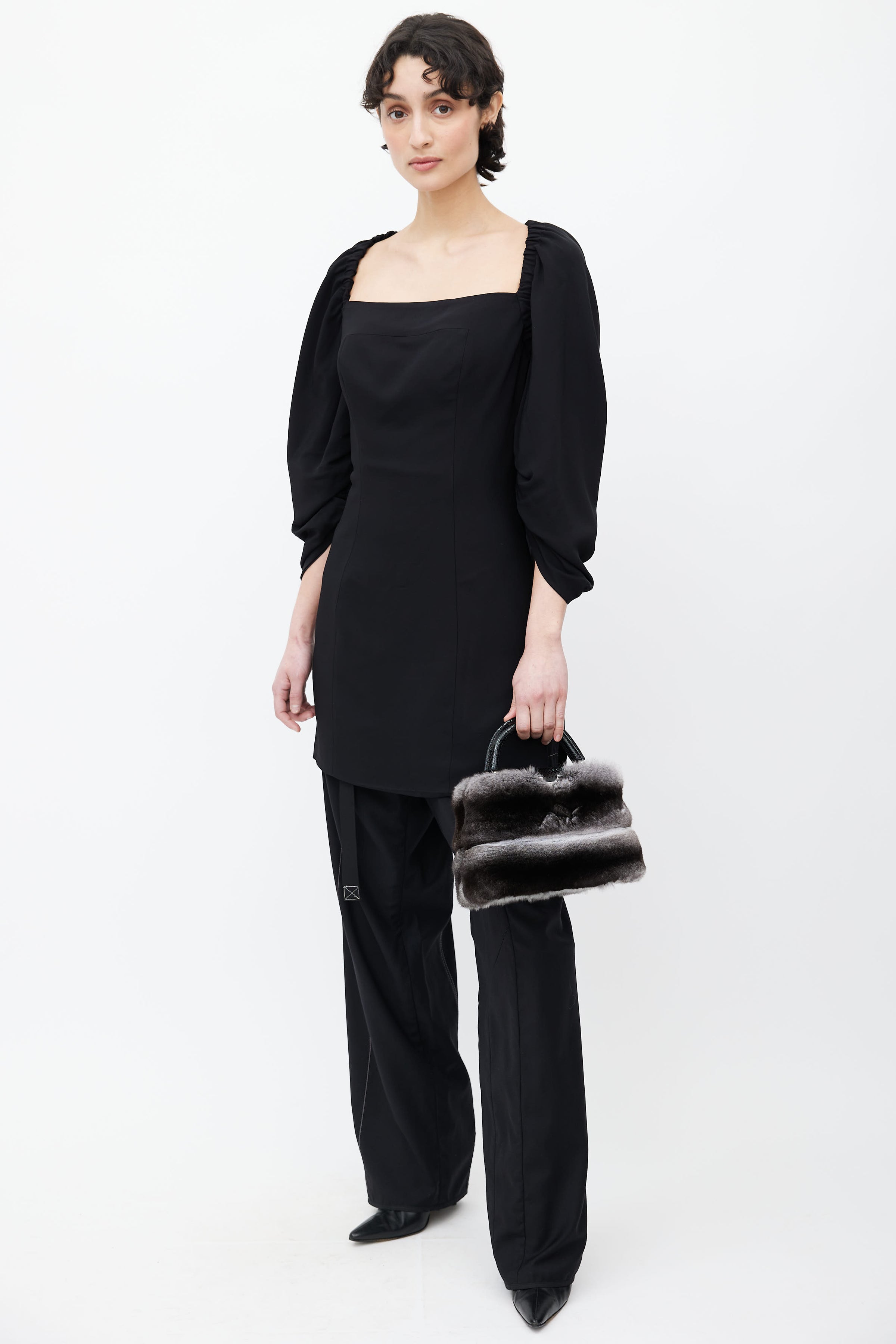 Louis Vuitton // Black Exotic Leather & Grey Fur Capucines BB Shoulder Bag  – VSP Consignment