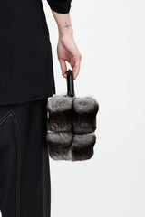 Louis Vuitton Black Leather & Grey Fur Capucines Mini Shoulder Bag