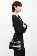 Louis Vuitton Black Leather & Grey Fur Capucines Mini Shoulder Bag