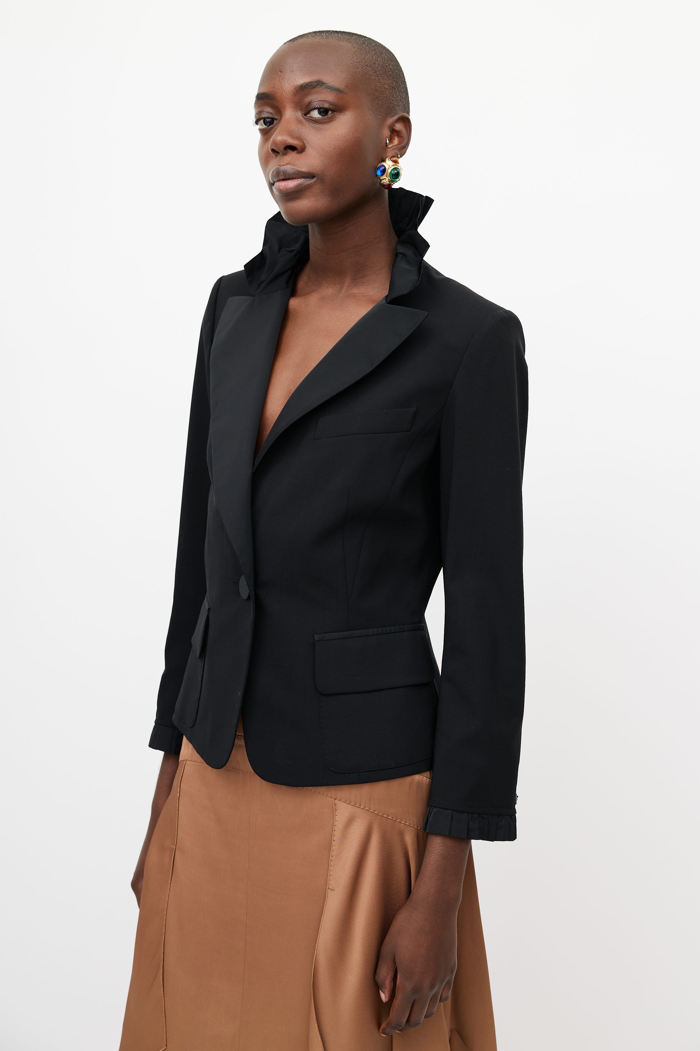 Louis Vuitton // Black Ruffled Blazer – VSP Consignment