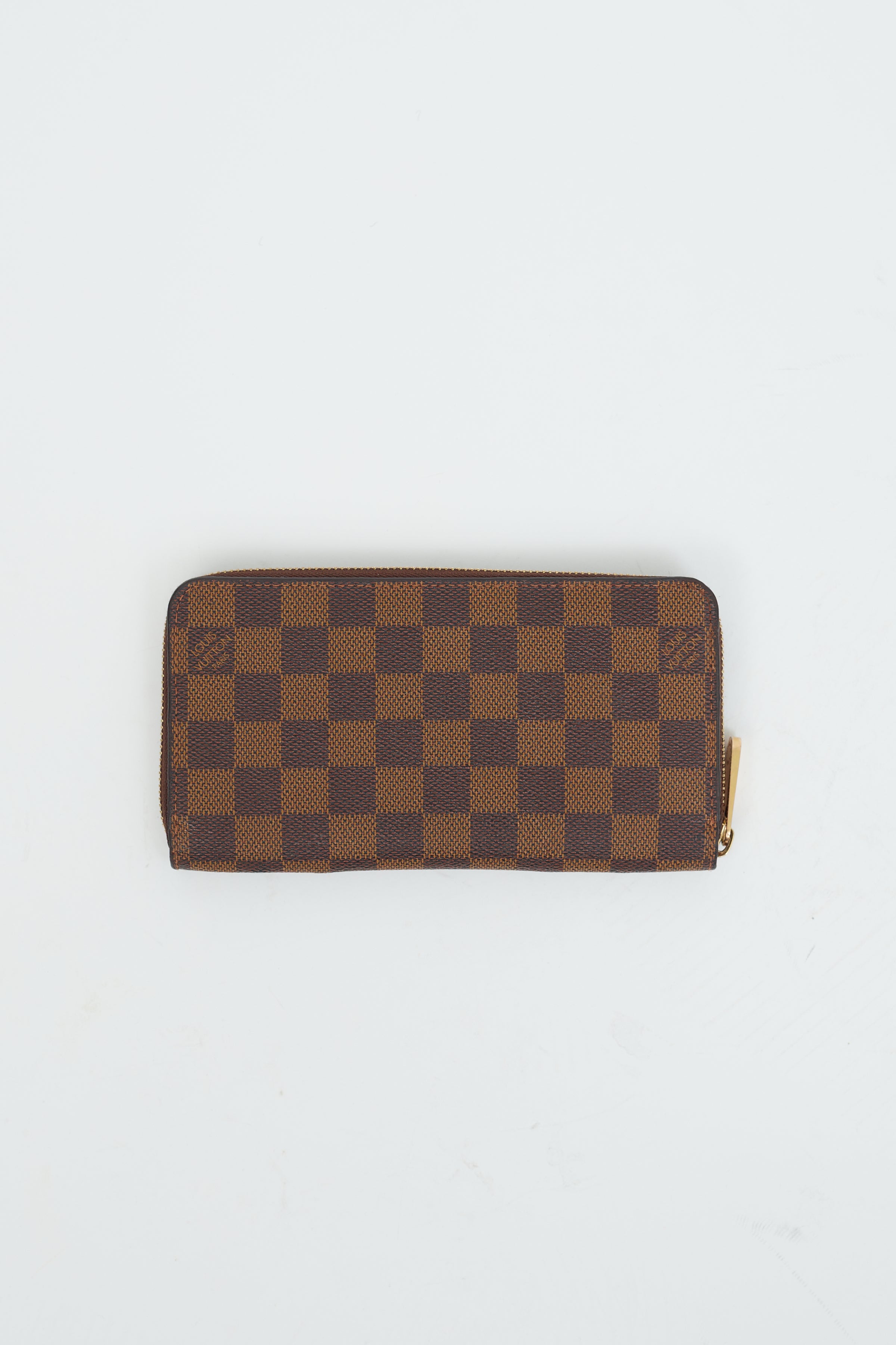 Louis Vuitton // Brown Damier Ebene Canvas Gold-Tone Zippy Wallet