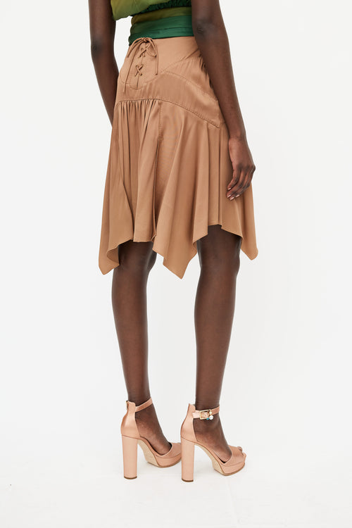 Louis Vuitton Brown Lace Up Skirt