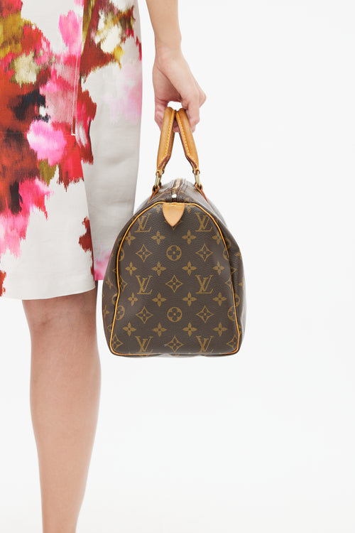 Louis Vuitton Brown Leather Speedy 30 Bag