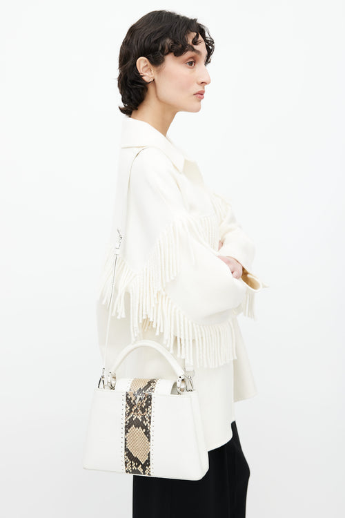 Louis Vuitton White Leather Textured Trim Capucine BB Shoulder Bag