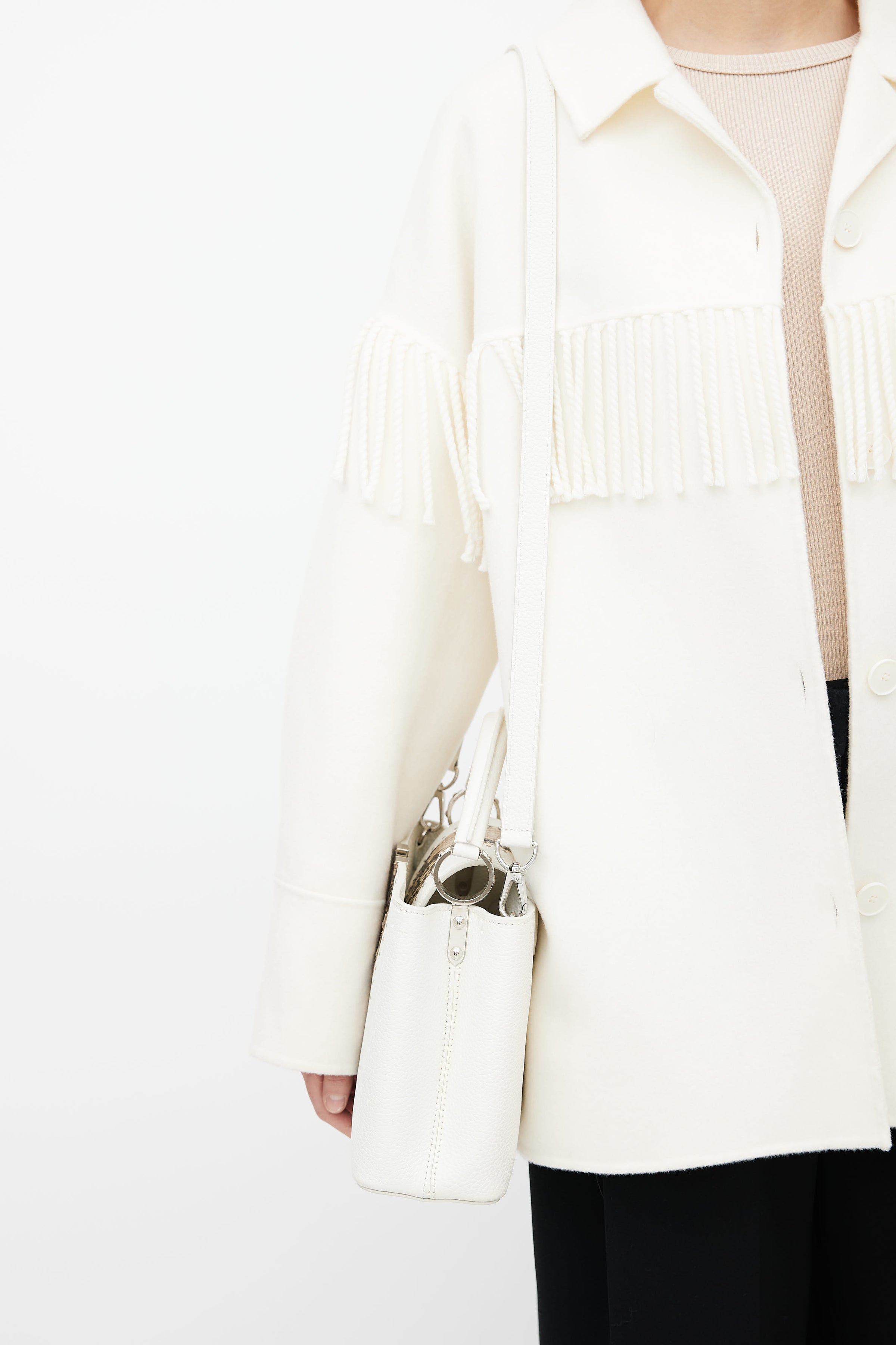 Louis Vuitton White Exotic Leather Trim Capucine BB Shoulder Bag