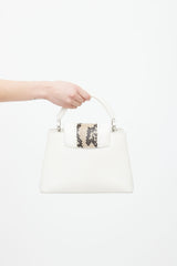 Louis Vuitton White Leather Textured Trim Capucine BB Shoulder Bag