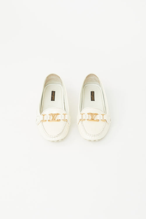 Louis Vuitton White Patent Driving Loafer
