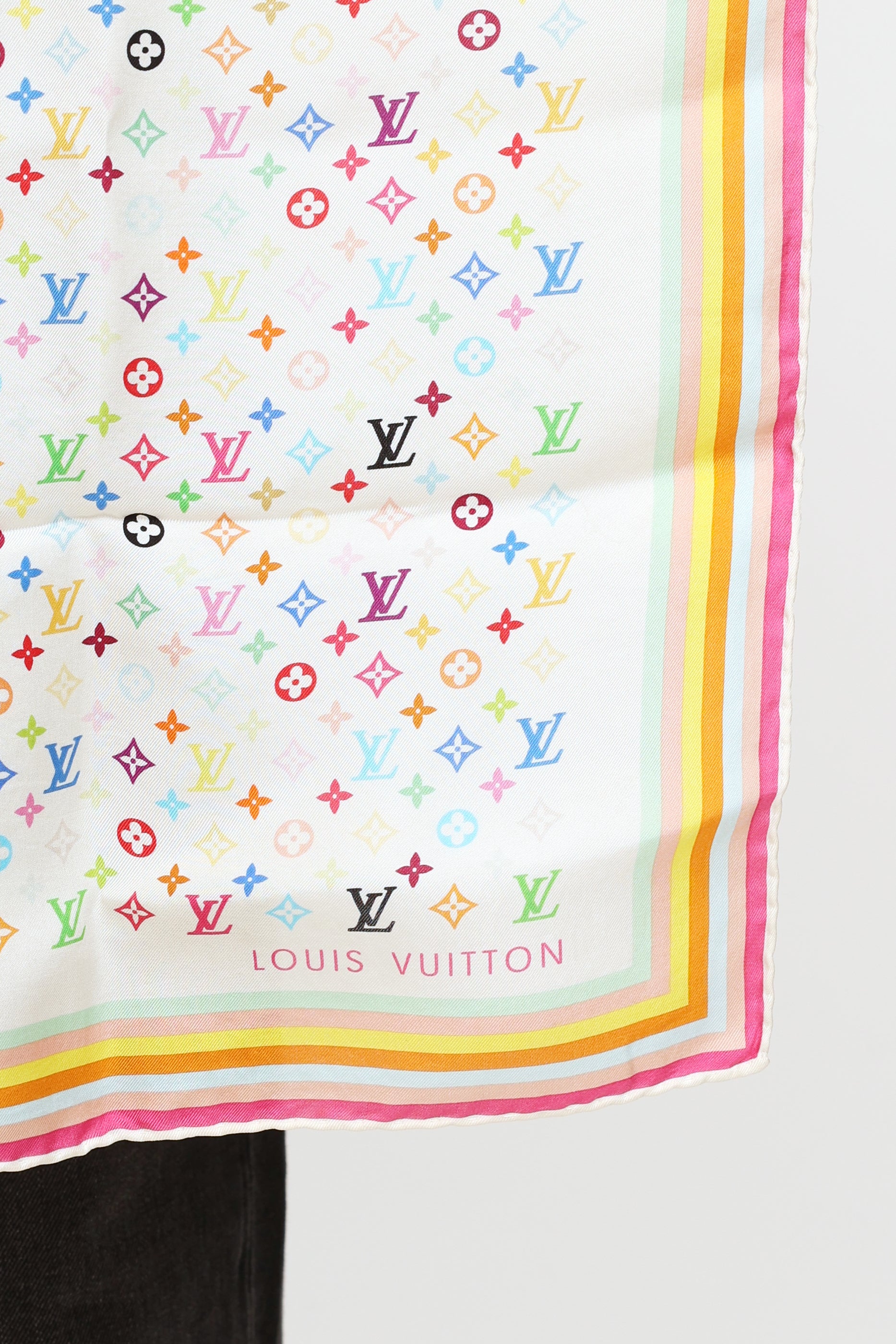 Louis Vuitton // White Multicolour Murakami Silk Scarf – VSP