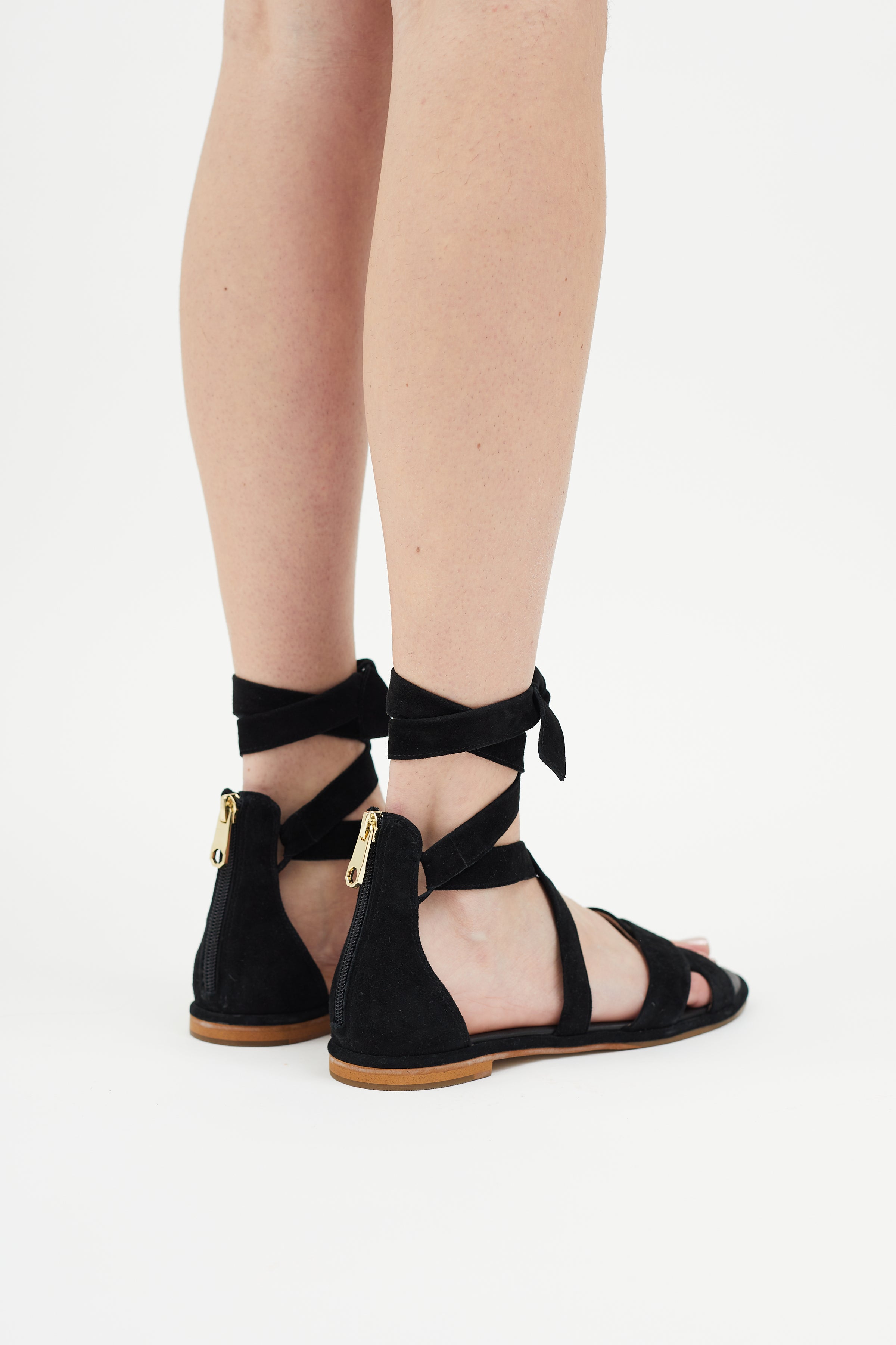 Louise et Cie // Black Suede Lace-Up Flat Sandal – VSP Consignment