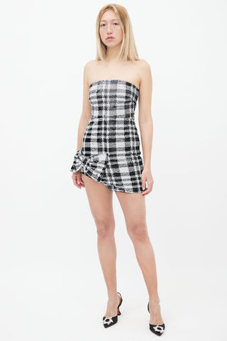 Lovers and Friends Black & White Checkered Sequin Mini Dress